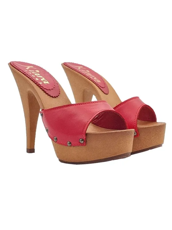 Kiara Shoes ZOCCOLI ALTI ROSSI IN PELLE Rosso
