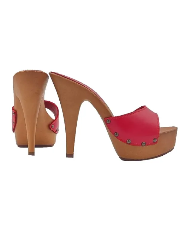 Kiara Shoes ZOCCOLI ALTI ROSSI IN PELLE Rosso