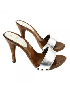 Kiara Shoes ZOCCOLI IN PELLE Argento Sale