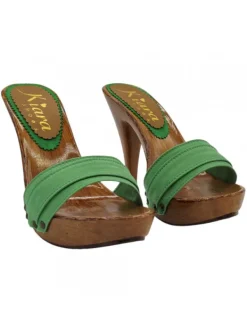 Kiara Shoes Zoccoli Artigianali con... Verde Discount