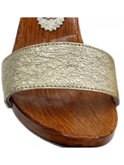 Kiara Shoes Zoccoli Artigianali Oro con...