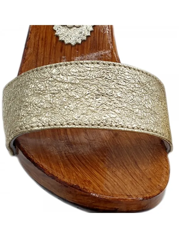 Kiara Shoes Zoccoli Artigianali Oro con...