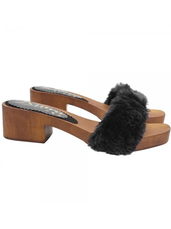 Kiara Shoes ZOCCOLI BASSI CON PELLICCIA... Nero Hot