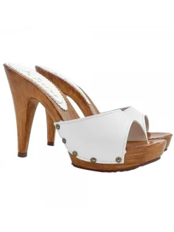 Kiara Shoes ZOCCOLI BIANCHI IN PELLE... BIANCO Sale
