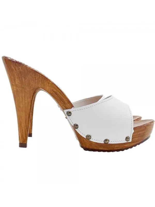 Kiara Shoes ZOCCOLI BIANCHI IN PELLE... BIANCO Sale