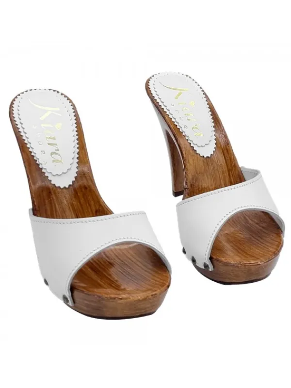 Kiara Shoes ZOCCOLI BIANCHI IN PELLE... BIANCO Sale