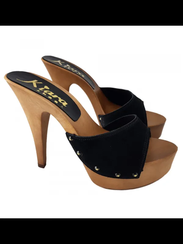 Kiara Shoes ZOCCOLI CAMOSCIO TACCO... Nero Discount