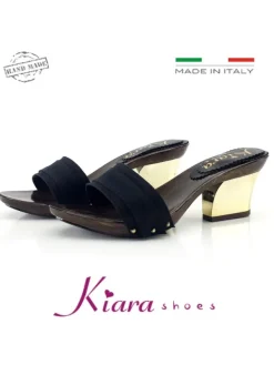 Kiara Shoes Zoccoli Comodi con Tacco Oro Nero Hot
