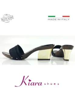 Kiara Shoes Zoccoli Comodi con Tacco Oro Nero Hot