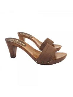Kiara Shoes ZOCCOLI COMODI TACCO 8 Marrone Hot