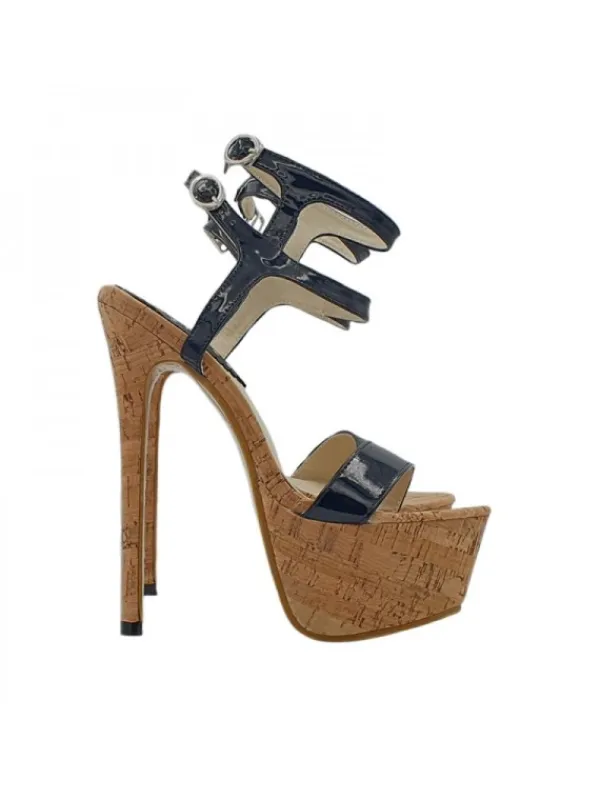 Kiara Shoes ZOCCOLI CON BASE IN SUGHERO... Nero Outlet