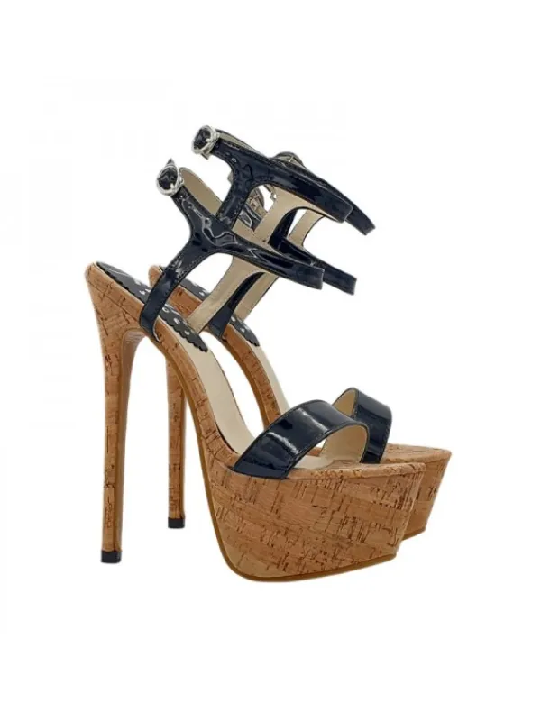 Kiara Shoes ZOCCOLI CON BASE IN SUGHERO... Nero Outlet