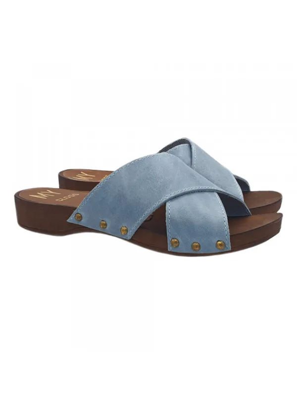 Kiara Shoes ZOCCOLI CON FASCE... Azzurro Outlet