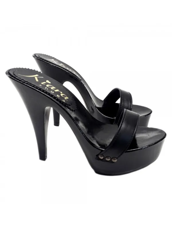 Kiara Shoes ZOCCOLI CON FASCIA IN PELLE... Nero Hot