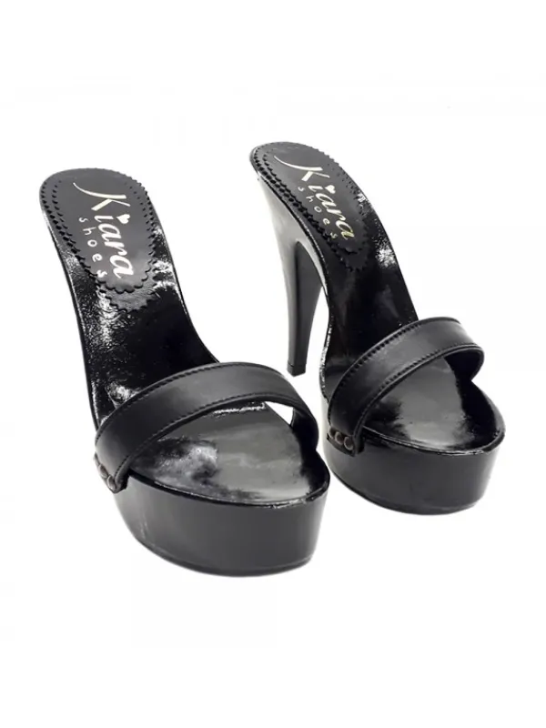 Kiara Shoes ZOCCOLI CON FASCIA IN PELLE... Nero Hot