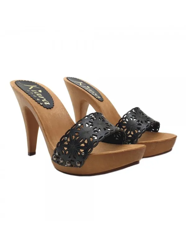 Kiara Shoes ZOCCOLI CON FASCIA LASERATA... Nero Clearance