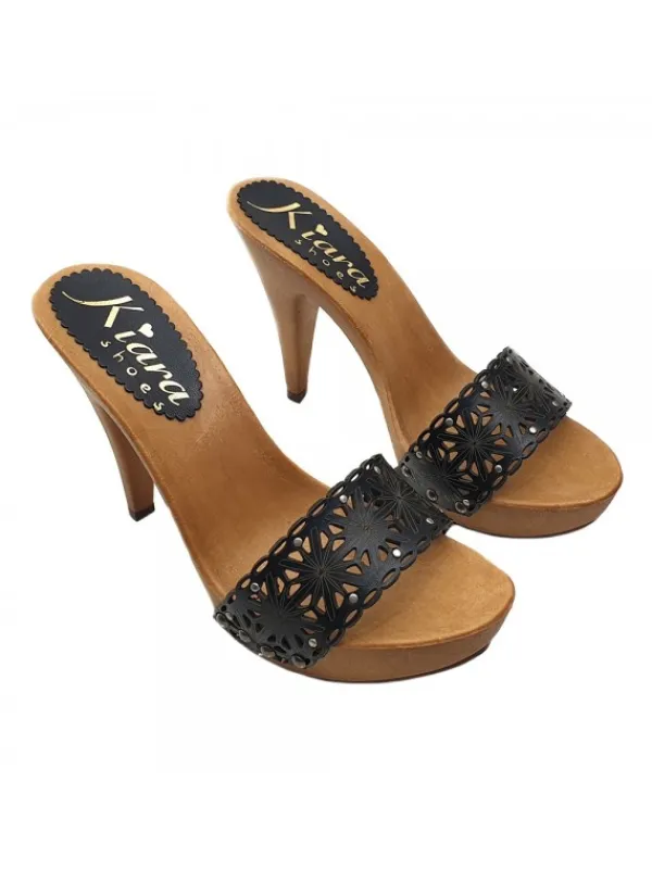 Kiara Shoes ZOCCOLI CON FASCIA LASERATA... Nero Clearance