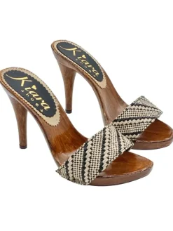 Kiara Shoes ZOCCOLI CON FASCIA TWEED E... Nero Sale