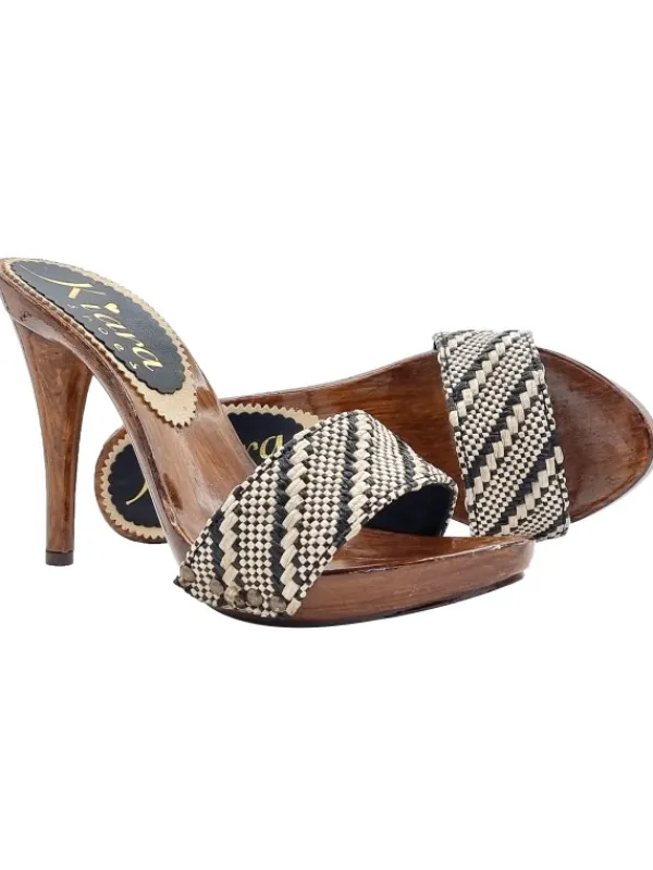 Kiara Shoes ZOCCOLI CON FASCIA TWEED E... Nero Sale