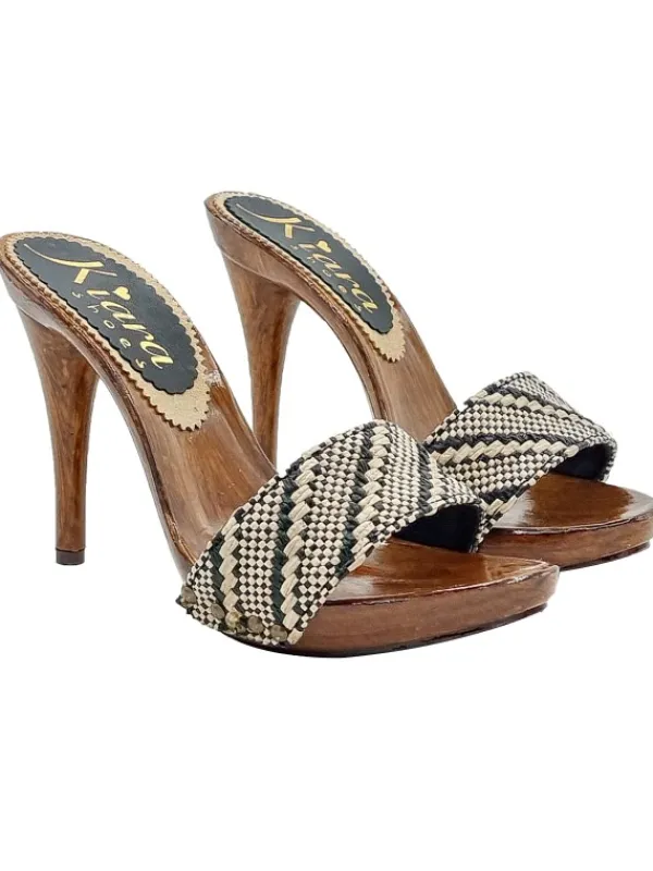 Kiara Shoes ZOCCOLI CON FASCIA TWEED E... Nero Sale