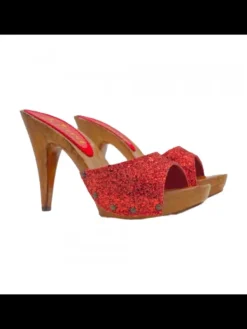 Kiara Shoes Zoccoli con glitter e tacco... Rosso Hot