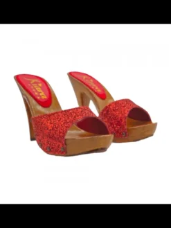 Kiara Shoes Zoccoli con glitter e tacco... Rosso Hot