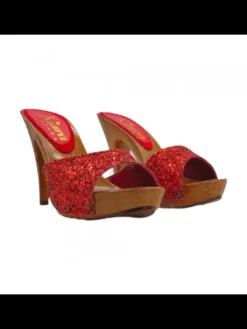 Kiara Shoes Zoccoli con glitter e tacco... Rosso Hot