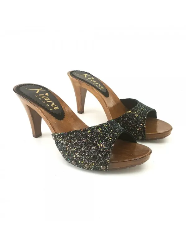 Kiara Shoes ZOCCOLI CON GLITTER NERI... Nero Clearance
