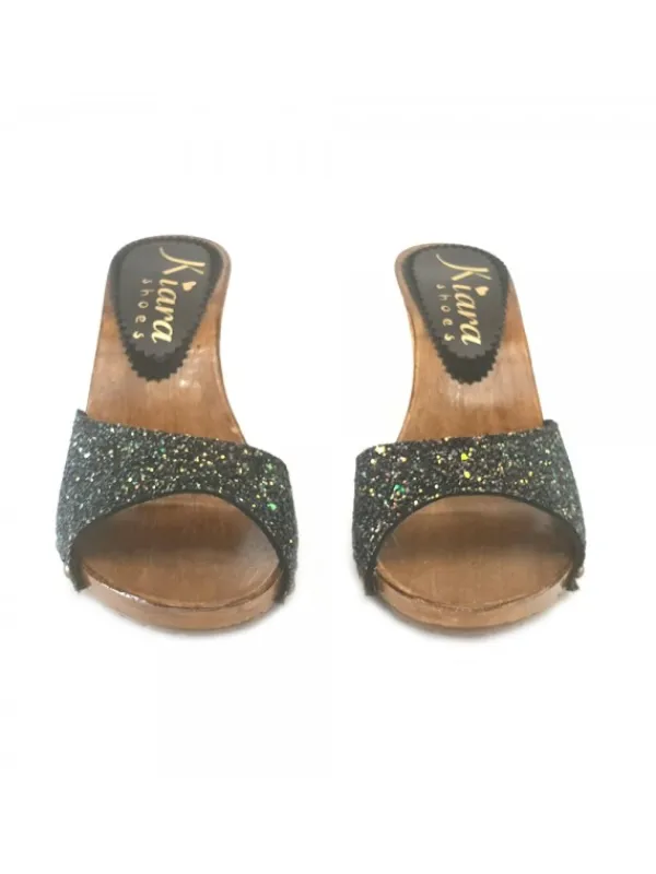 Kiara Shoes ZOCCOLI CON GLITTER NERI... Nero Clearance
