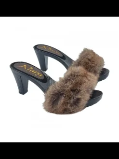 Kiara Shoes ZOCCOLI CON PELLICCIA E... Marrone New