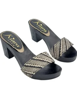 Kiara Shoes ZOCCOLI CON TACCO COMODO IN... Nero New