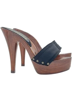 Kiara Shoes ZOCCOLI DA DONNA NERI TACCO... Nero Clearance