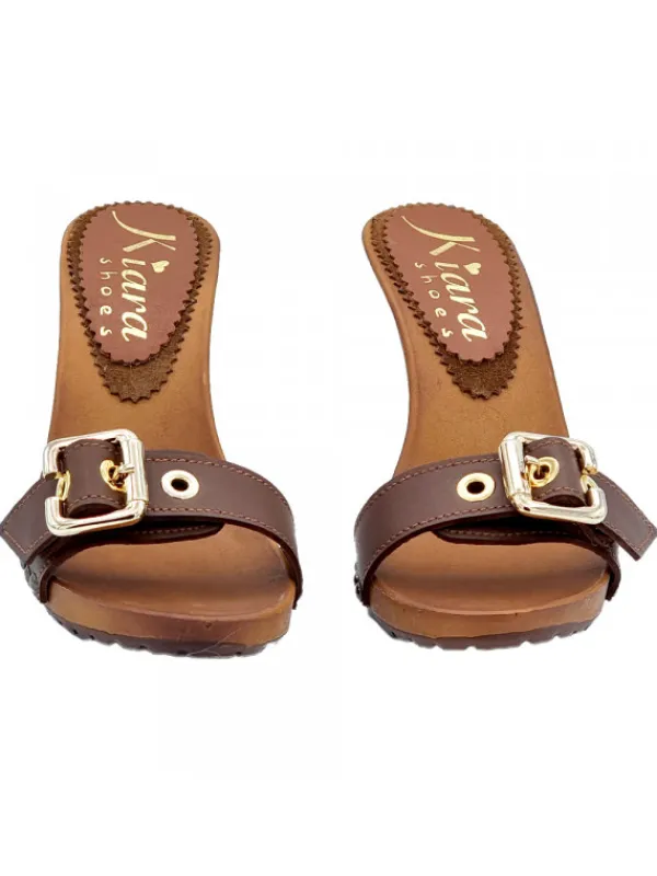 Kiara Shoes Zoccoli da donna tacco 9cm... Marrone Clearance