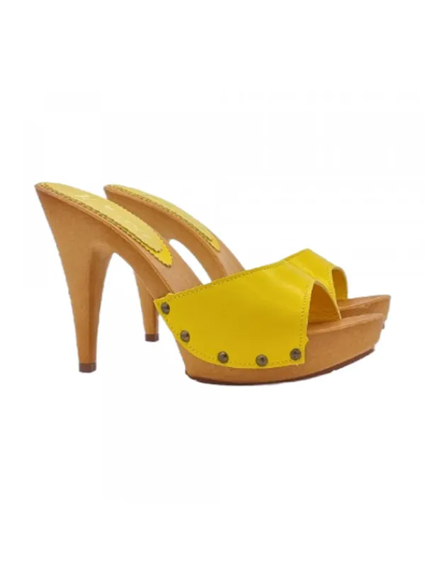 Kiara Shoes Zoccoli donna con tacco 11... Giallo Outlet