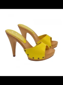 Kiara Shoes Zoccoli donna con tacco 11... Giallo Outlet
