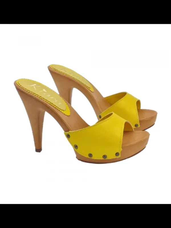 Kiara Shoes Zoccoli donna con tacco 11... Giallo Outlet