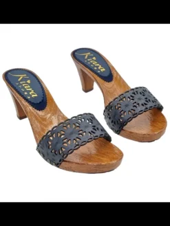 Kiara Shoes ZOCCOLI DONNA IN PELLE E... Blu Outlet