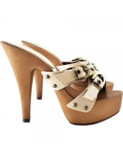 Kiara Shoes Zoccoli Donna Vernice ... Beige Sale
