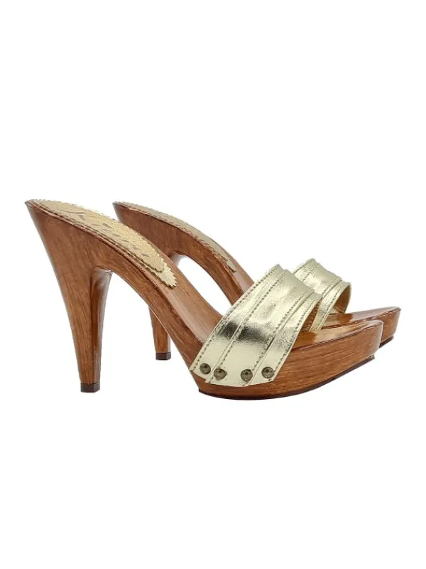 Kiara Shoes ZOCCOLI DORATI CON TACCO 11 CM Oro New