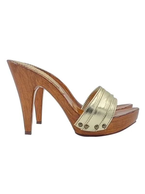 Kiara Shoes ZOCCOLI DORATI CON TACCO 11 CM Oro New