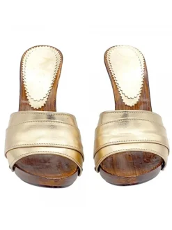 Kiara Shoes ZOCCOLI FASCIA IN PELLE... Oro Outlet