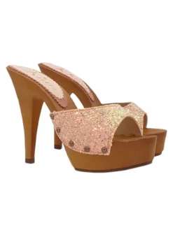 Kiara Shoes ZOCCOLI GLITTER TACCO 13 Rosa Hot