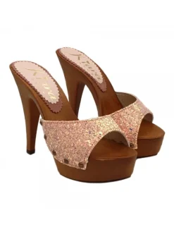 Kiara Shoes ZOCCOLI GLITTER TACCO 13 Rosa Hot