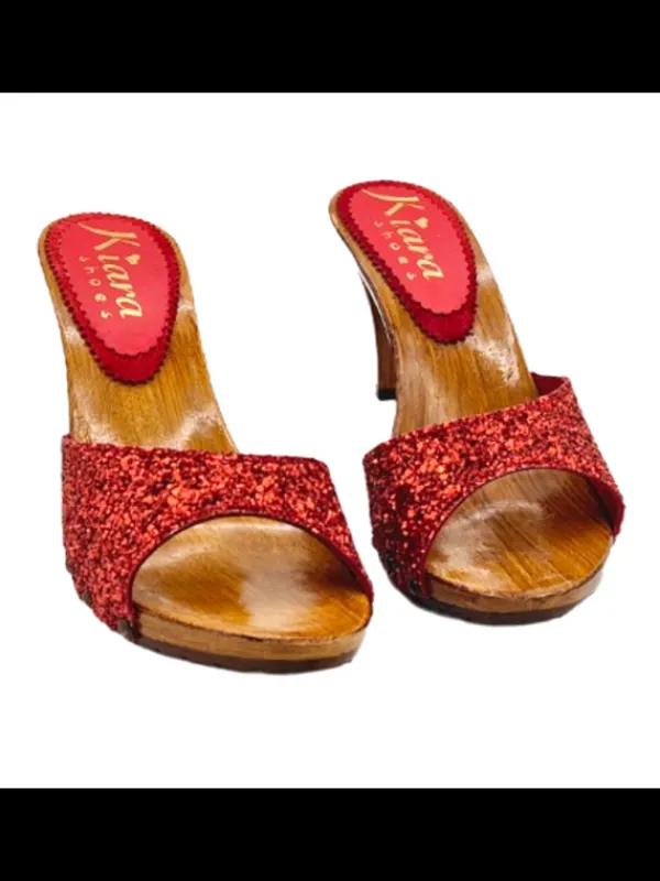 Kiara Shoes ZOCCOLI GLITTERATI CON... Rosso Clearance