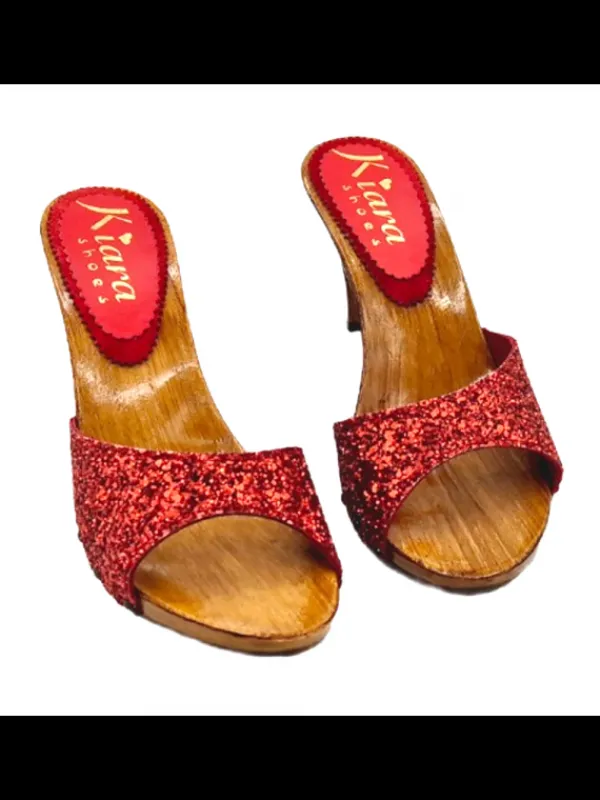 Kiara Shoes ZOCCOLI GLITTERATI CON... Rosso Clearance
