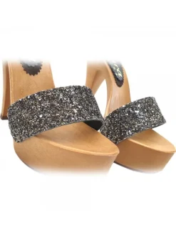 Kiara Shoes ZOCCOLI GLITTERATI TACCO 13 CM Nero Clearance