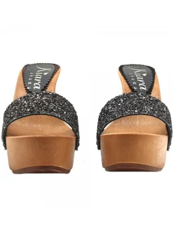 Kiara Shoes ZOCCOLI GLITTERATI TACCO 13 CM Nero Clearance