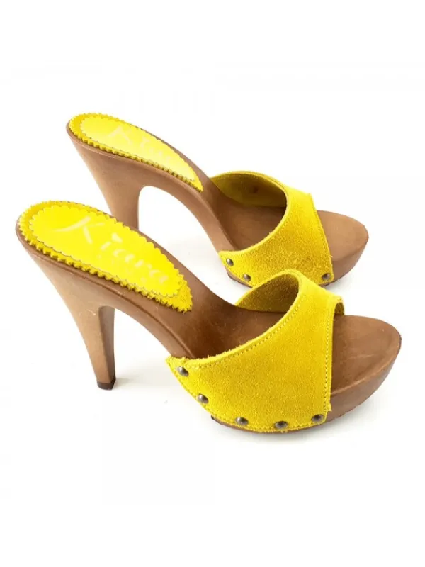 Kiara Shoes ZOCCOLI IN CAMOSCIO ... Giallo New
