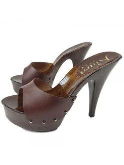 Kiara Shoes ZOCCOLI IN CUOIO Marrone Outlet