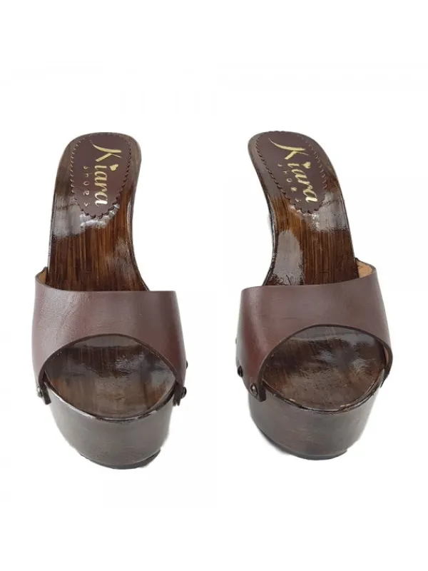 Kiara Shoes ZOCCOLI IN CUOIO Marrone Outlet
